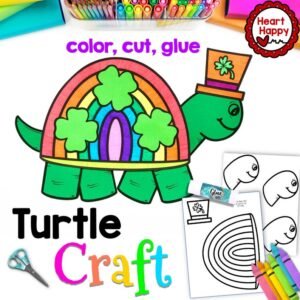 St Patricks Day Kids Printable Craft Template, Turtle Rainbow Craft, Homeschool, Teachers Resources, Instant PDFDownload
