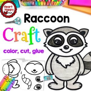 Printable Kids Raccoon Craft, Nocturnal Animals, Woodland Animals, Homeschool, Teachers Resources, Instant Download, PDF Download