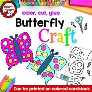 Printable Kids Butterfly Craft Template, Insect Craft, Spring Craft, Homeschool, Teachers Resources, Instant Download, PDFDownload