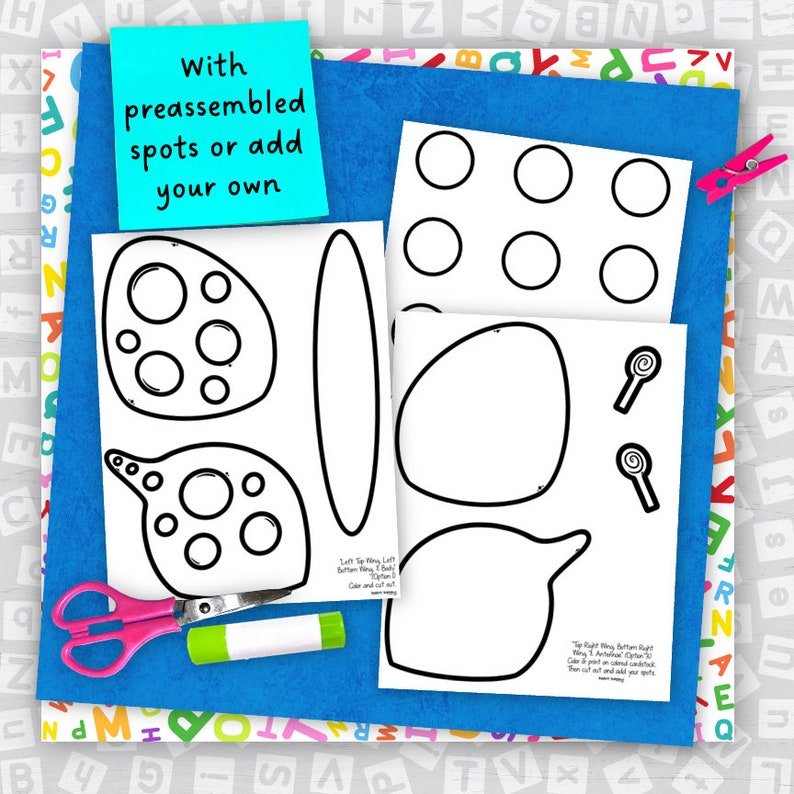 Printable Kids Butterfly Craft Template, Insect Craft, Spring Craft, Homeschool, Teachers Resources, Instant Download, PDFDownload - Image 4