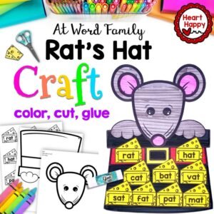 Rat's AT Hat,Short A Craft,AT Word Family Craft, Printable Kids Craft Template,Homeschool,Teachers Resources,Instant Download,PDF Download