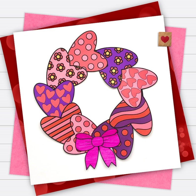 Valentine's Heart Wreath Kids Printable Craft Template, Valentines Craft, Acrostic Poem, Homeschool, Teachers Resources, Instant PDFDownload - Image 2