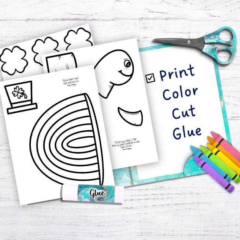 St Patricks Day Kids Printable Craft Template, Turtle Rainbow Craft, Homeschool, Teachers Resources, Instant PDFDownload - Image 3