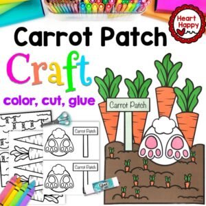 Bunny Tail in Carrot Patch, Kids Printable Craft Template, Spring Craft, Paper Crafts, Homeschool, Teachers Resources, Instant PDF Download