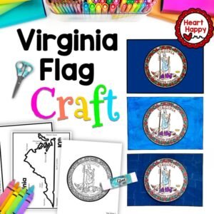Virginia Flag Craft, Kids Printable Craft Template, Virginia State Symbols, 50 States, Teachers Resources, Instant PDF Download