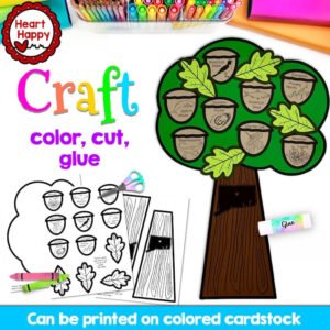 Connecticut State Symbols, Oak Tree, Kids Printable Craft Template, Homeschool, Teachers Resources, Instant PDF Download