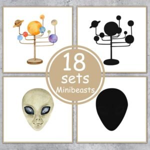 SPACE shadow matching cards. Toddler Montessori printable. Instant Download