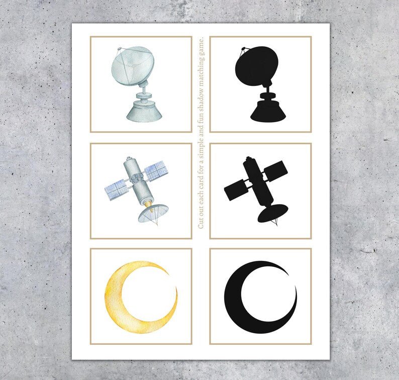SPACE shadow matching cards. Toddler Montessori printable. Instant Download - Image 6