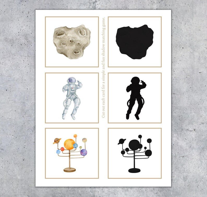 SPACE shadow matching cards. Toddler Montessori printable. Instant Download - Image 7