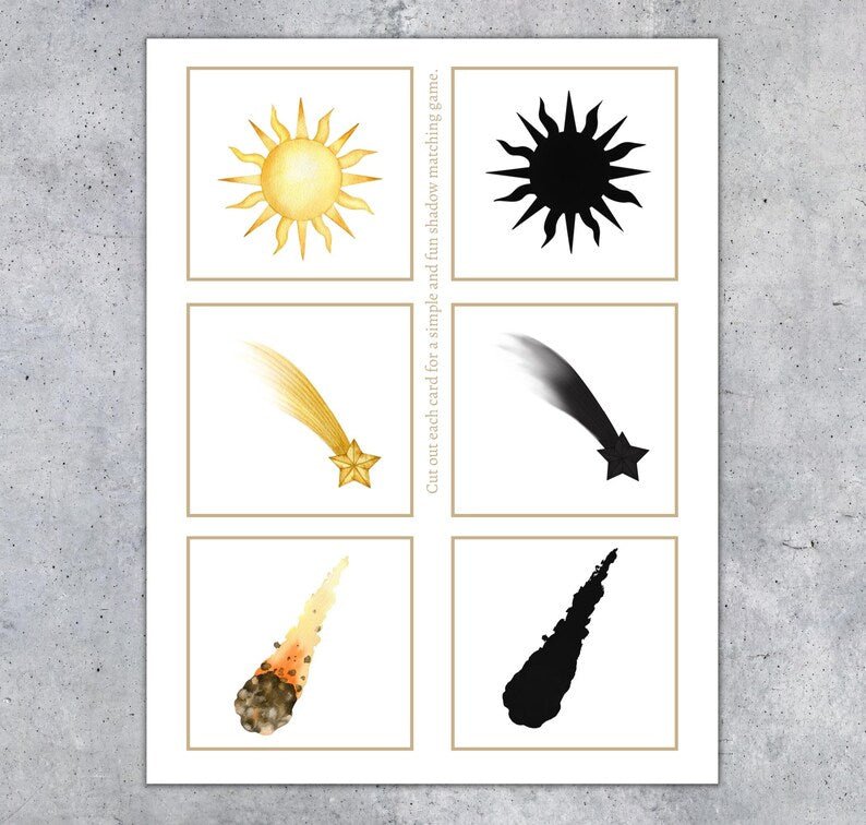 SPACE shadow matching cards. Toddler Montessori printable. Instant Download - Image 4