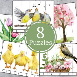 Spring Nature number sequence puzzles printable, Spring preschool activity