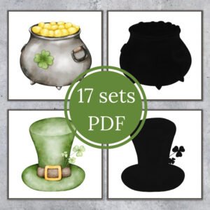 SAINT PATRICK shadow matching cards. Toddler Montessori printable. Instant Download