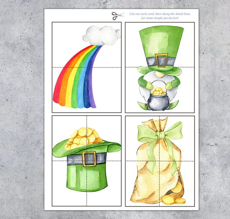 Saint Patrick's Day Matching Cards, Symmetry Puzzle, Toddler Preschool Activity, Instant Download - Image 4
