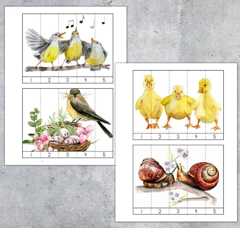 Spring Nature number sequence puzzles printable, Spring preschool activity - Image 3