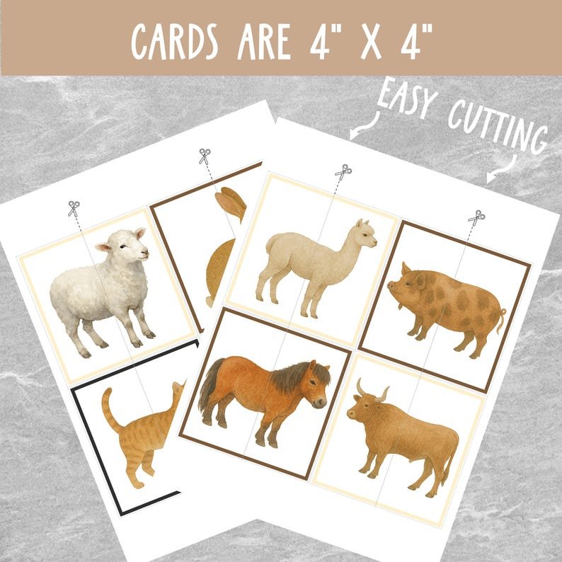 Farm Animal Matching Game: Montessori Toddler Activity (28 Printable Cards) (Instant Download) - Image 3