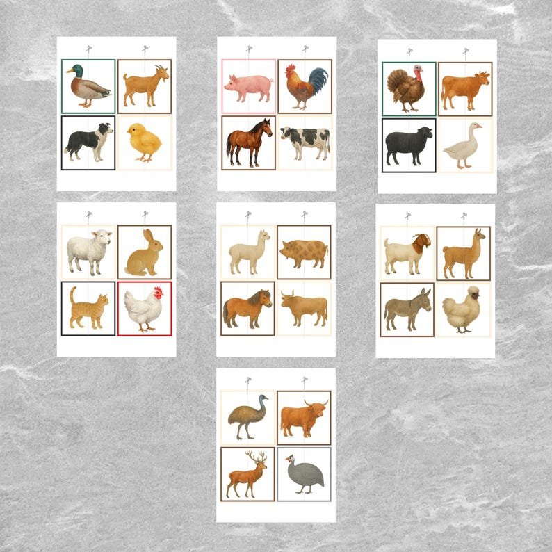 Farm Animal Matching Game: Montessori Toddler Activity (28 Printable Cards) (Instant Download) - Image 5