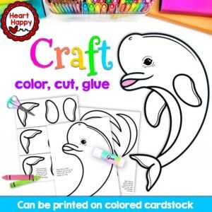 Beluga Whale Craft, Kids Printable Craft Template, Ocean Animals, Arctic Animals, Homeschool, Teachers Resources, Instant PDF Download