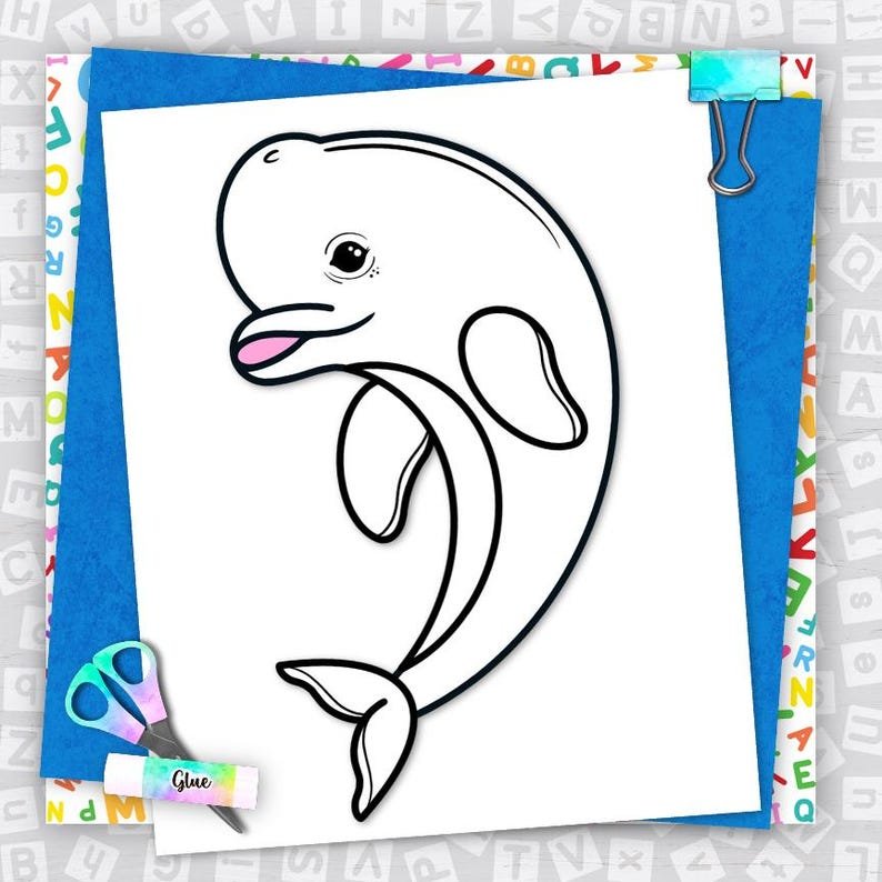 Beluga Whale Craft, Kids Printable Craft Template, Ocean Animals, Arctic Animals, Homeschool, Teachers Resources, Instant PDF Download - Image 2