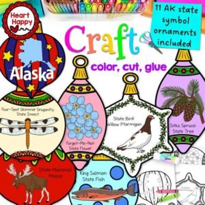 Alaska Themed Christmas Ornament Crafts, Kids Printable Craft Templates, Homeschool, Teachers Resources, Instant PDF Download