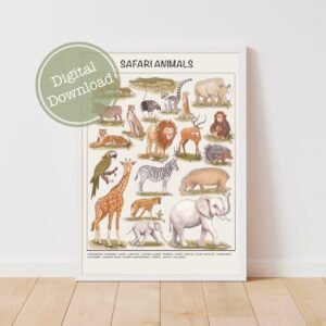 Safari Animals Poster – Printable Montessori Educational Print (Digital Download)