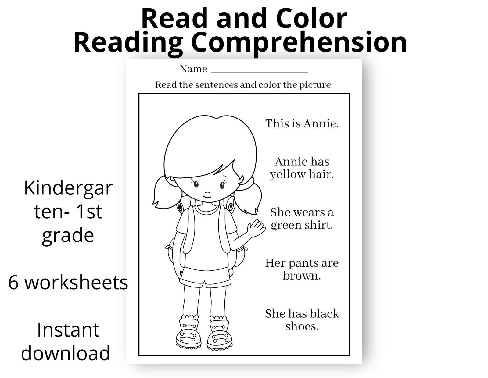 Read and color - Kindergarten - First grade - Worksheets - Printable - Instant download - Homeschool - Teacher - Distance - Ela - Image 5