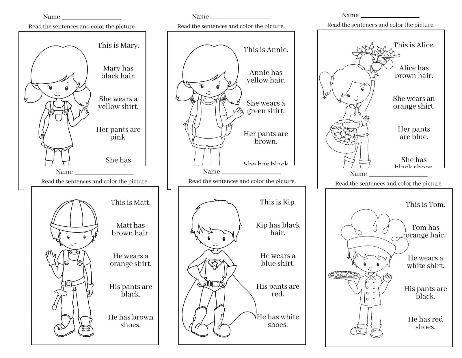 Read and color - Kindergarten - First grade - Worksheets - Printable - Instant download - Homeschool - Teacher - Distance - Ela - Image 6