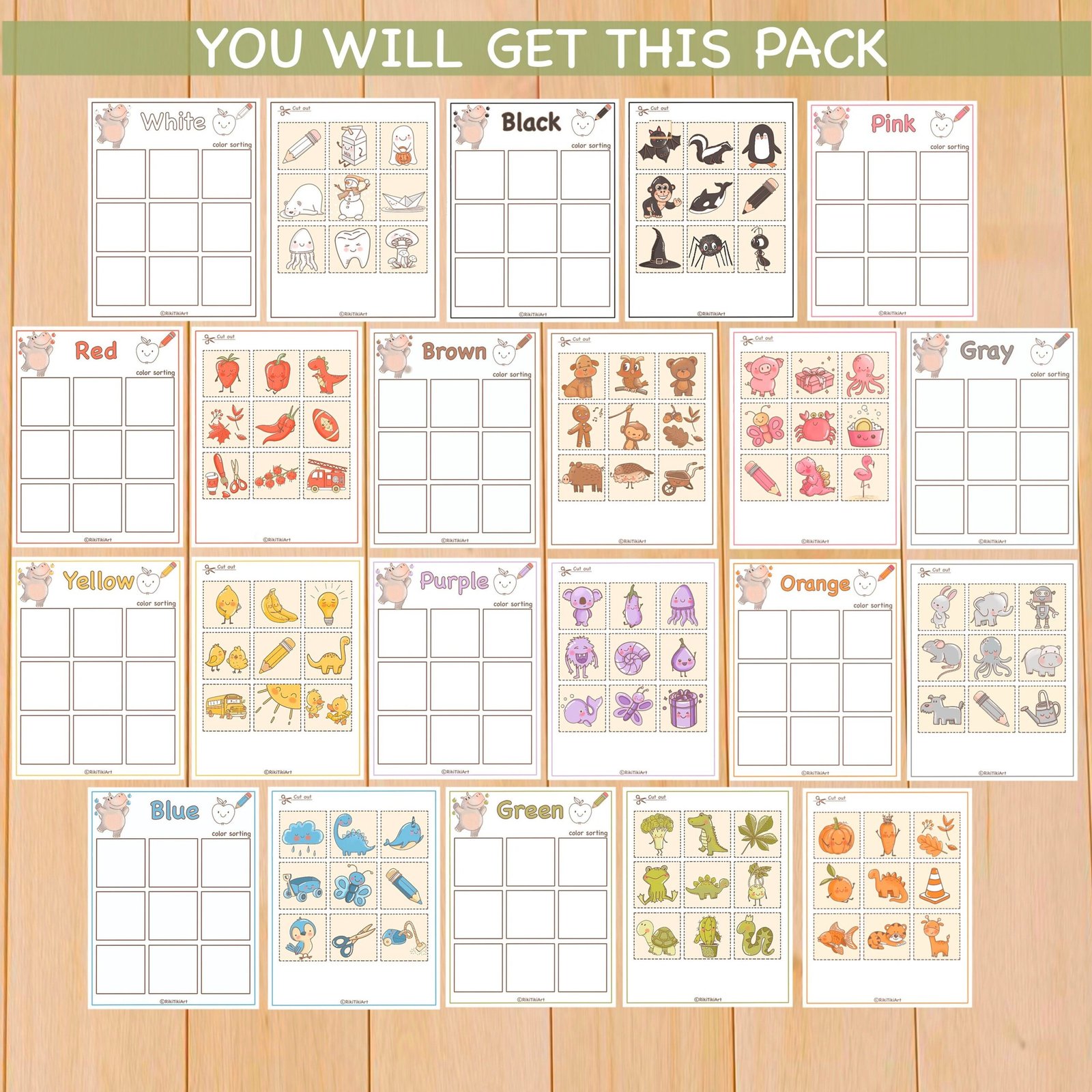 Color Sorting Matching Game, Toddler Busy Book Printable Montessori Materials Kindergarten, Homeschool Preschool curriculum - Image 2