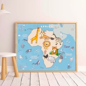 Africa Animal Map Poster: Educational Classroom Decor (Digital Download)
