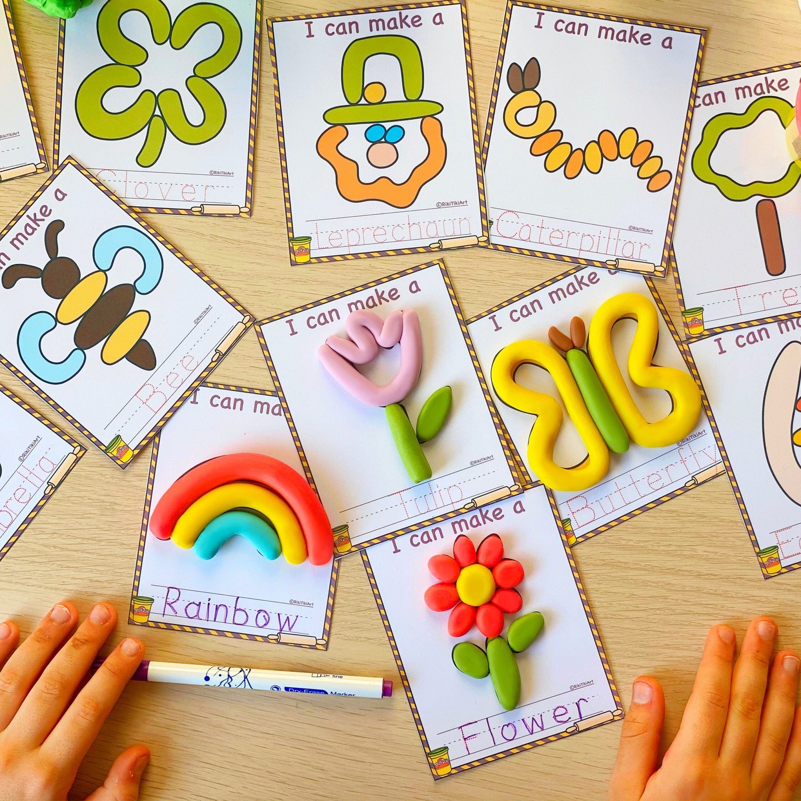 Printable Play Dough Mats Montessori Spring Printables Play Doh Preschool Activities Fine Motor Skills Gift for Toddler - Image 3