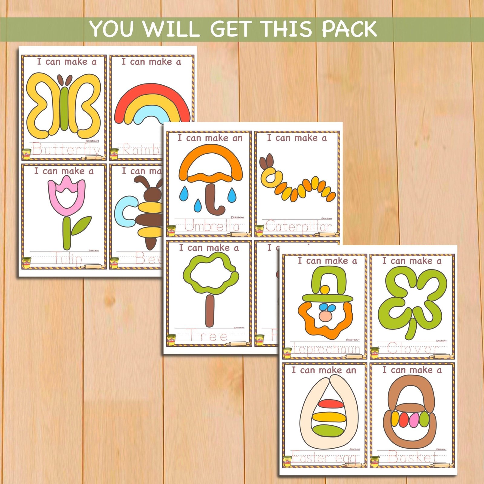 Printable Play Dough Mats Montessori Spring Printables Play Doh Preschool Activities Fine Motor Skills Gift for Toddler - Image 2