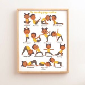 Yoga Poses Poster for Kids Montessori Toddler Routine Playroom Wall Art Pre-K Classroom Decor Nursery Downloadable Prints Toddler Activities
