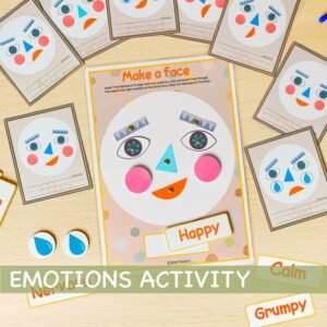 Printable Emotions Activity for Toddlers Feelings Kindergarten Pre-K Homeschool Classroom Playroom Wall Decor Montessori Printable