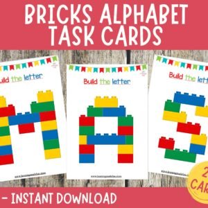 Alphabet Brick Building Cards: Preschool Literacy (PDF Download)