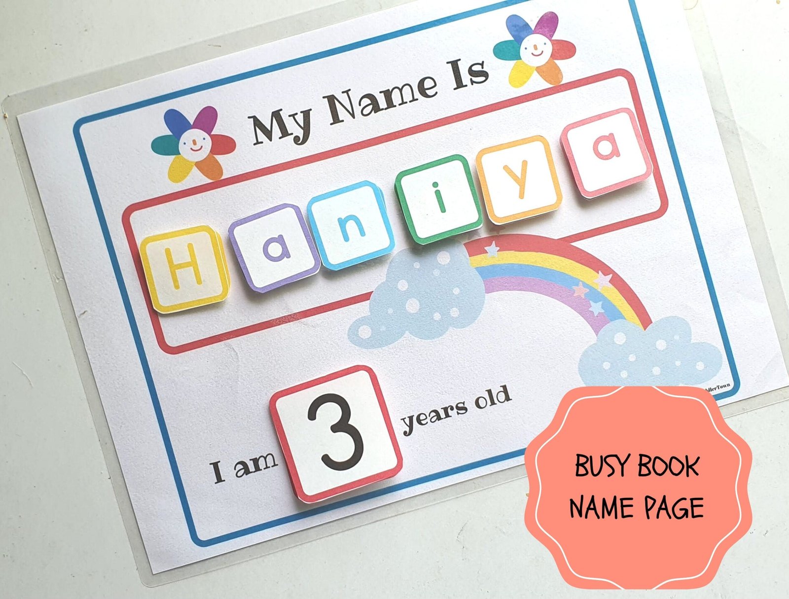Toddler Busy Book Name Page, Name Building Activity, Montessorri Activity, Preschool Curriculum, Toddler Learning Binder - Image 2
