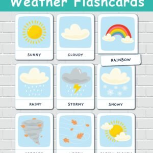 Weather Flash Cards Toddler Printable Activity Montessori Flashcards Preschool Learning