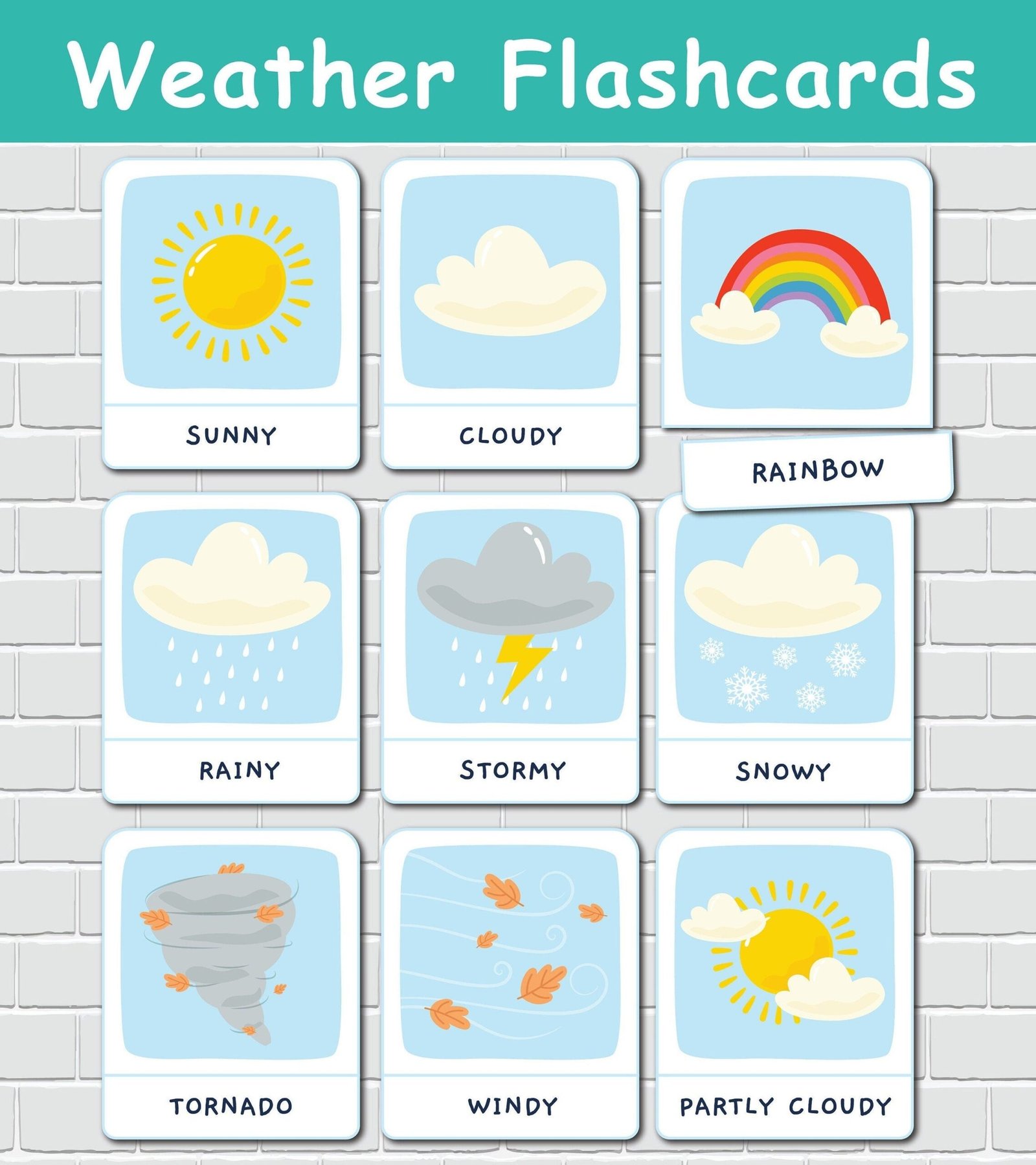 Weather Flash Cards Toddler Printable Activity Montessori Flashcards Preschool Learning