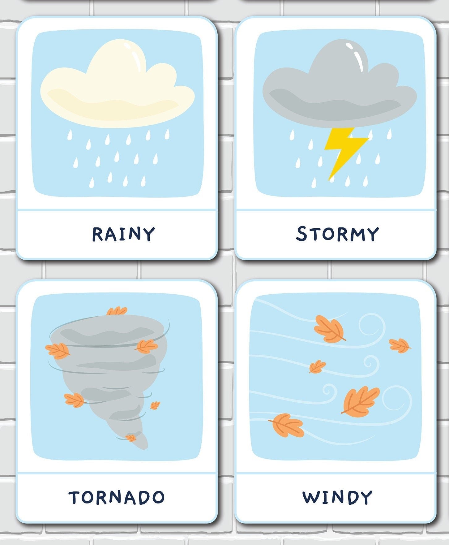 Weather Flash Cards Toddler Printable Activity Montessori Flashcards Preschool Learning - Image 5