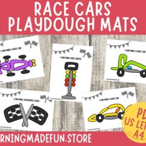 Race Car Play Dough Mats: Fine Motor Skills Activity (Digital Download)