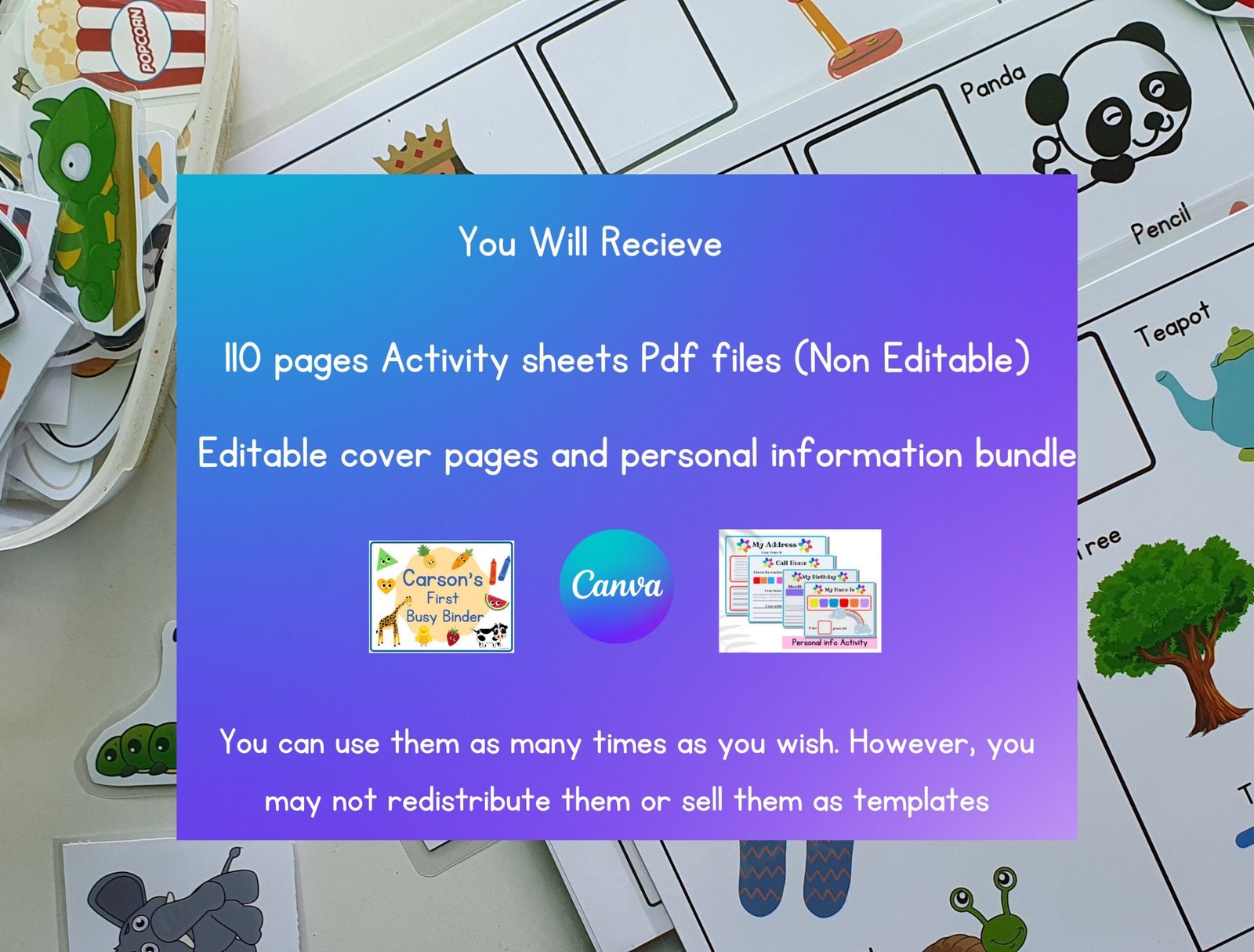 Toddler Busy Book Mega Bundle, preschool busy book ,Quiet book,learning binder,Montessori Busy Book,Editable CANVA Template, homeschool - Image 2