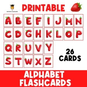 Strawberry Alphabet Flashcards | Preschool Flash Cards | ABC Tracing | Summer | Busy Book | Fruits | Kindergarten | Strawberries | Literacy