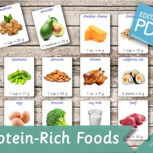 PROTEIN-RICH FOODS • 103 Editable Montessori Cards • Flash Cards  Nomenclature FlashCards Pdf Printable Cards preschool Toys flashcard