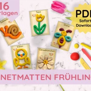 Spring Play-Doh Mats Templates Play-Doh Mats 16 Cards Fine Motor Skills Game Montessori PDF File to Print Printable German DIY Child