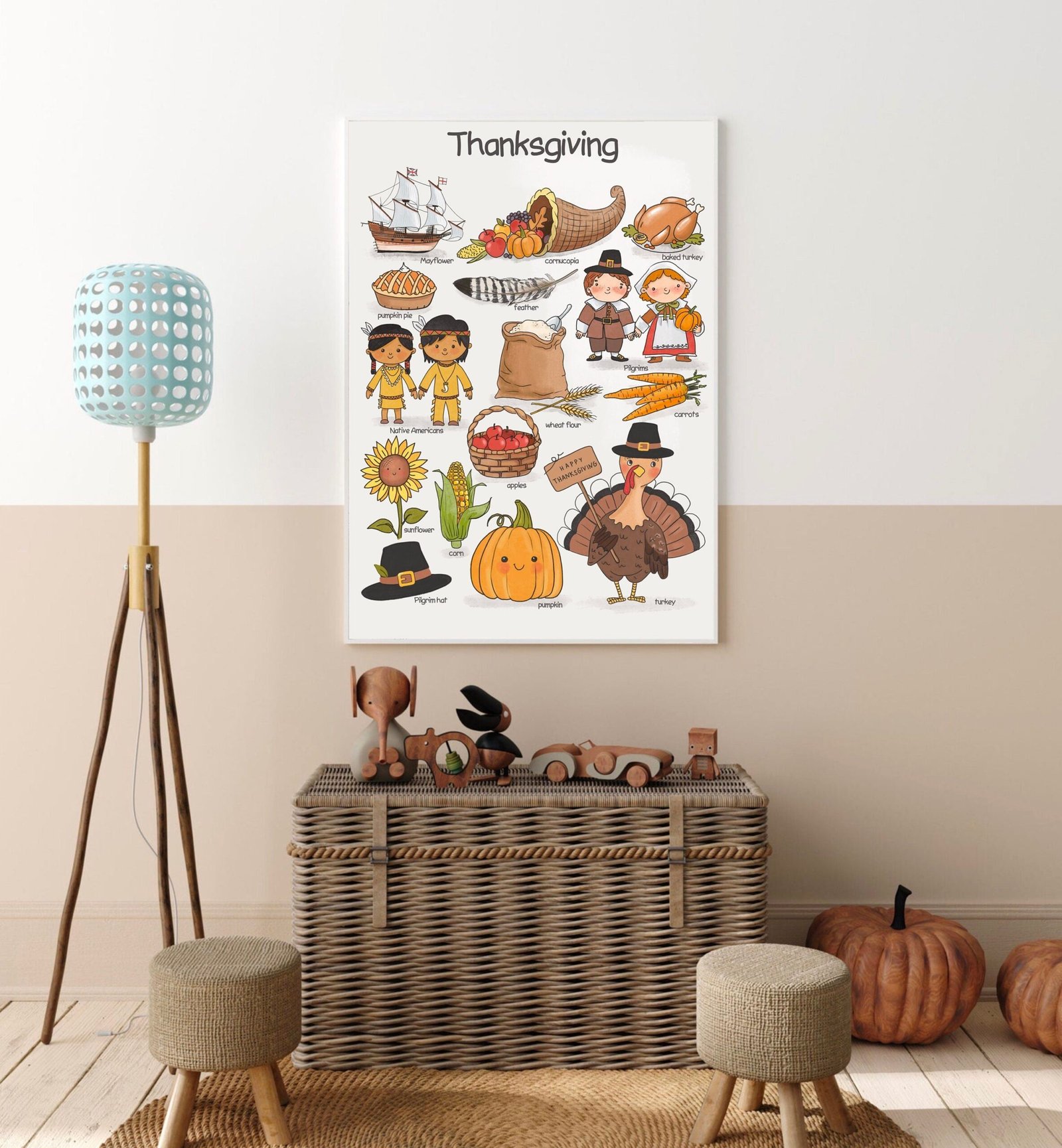 Thanksgiving Poster Playroom Printable Wall Art Fall Nursery Thanksgiving Decor Printable Classroom Posters Homeschool Montessori Wall Decor - Image 3