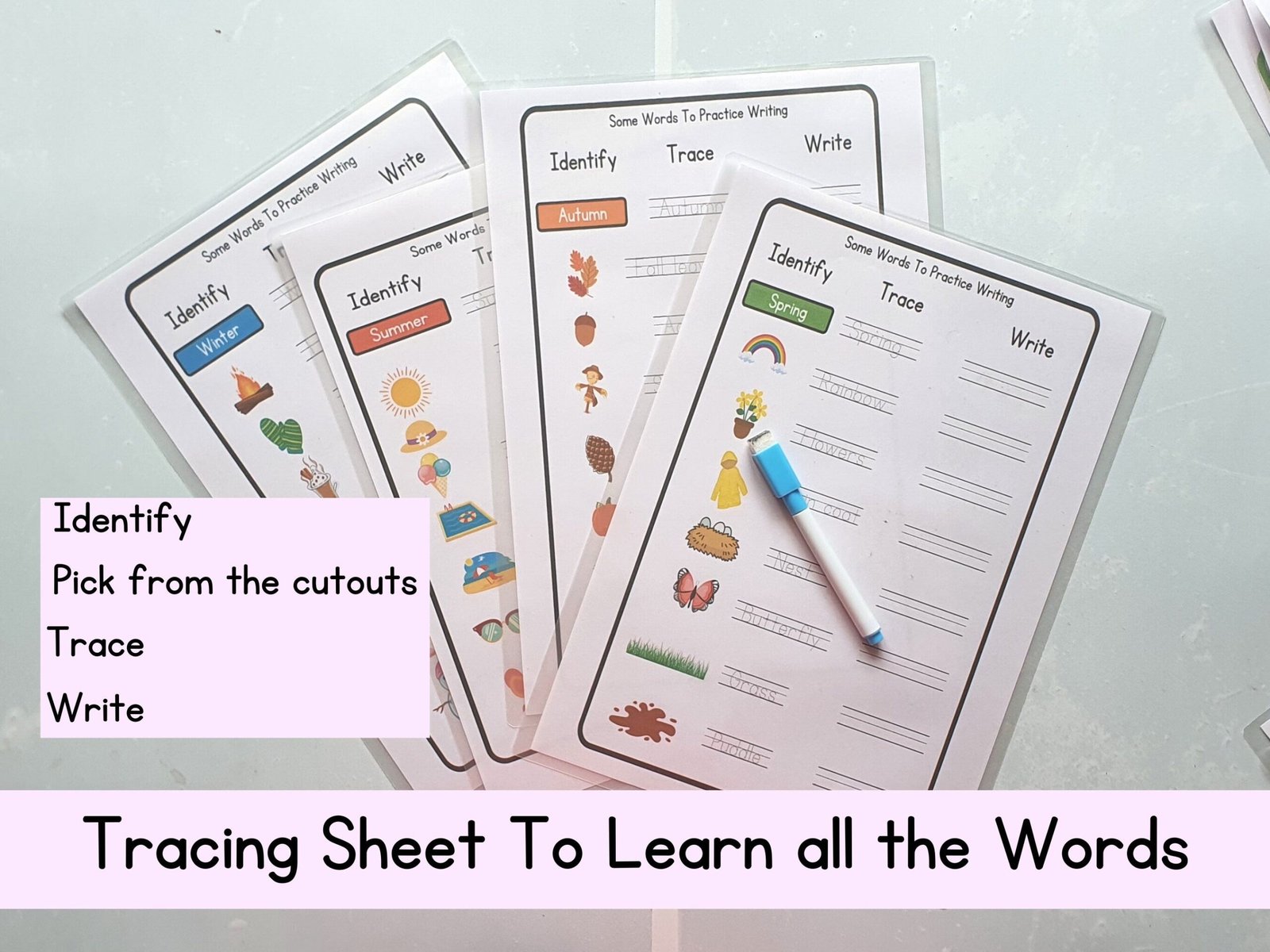 Toddler busy book,Seasons Matching, Preschool curriculum, Seasons Sorting, toddler Worksheets, Season Busy book for toddlers - Image 3