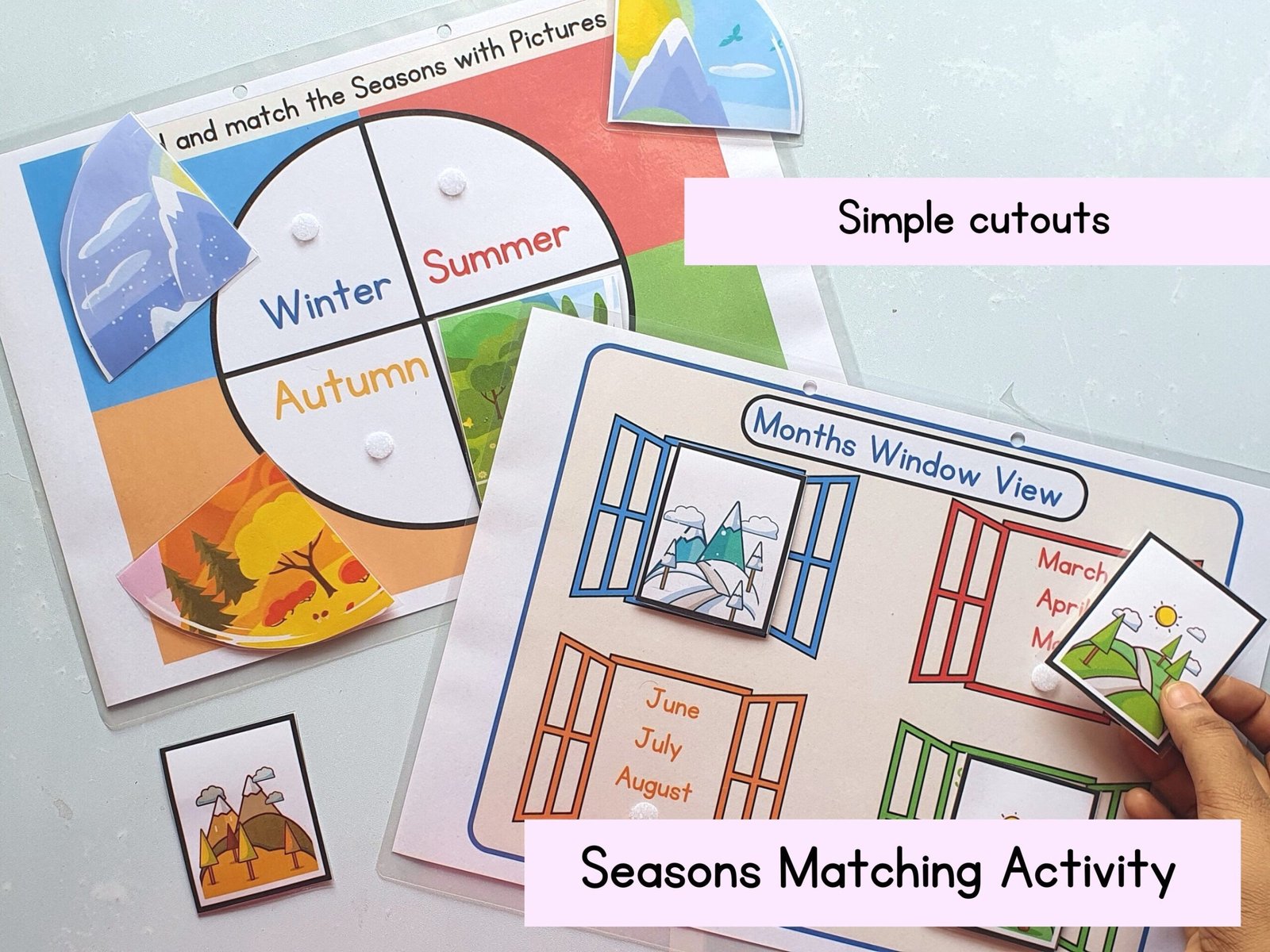 Toddler busy book,Seasons Matching, Preschool curriculum, Seasons Sorting, toddler Worksheets, Season Busy book for toddlers - Image 2