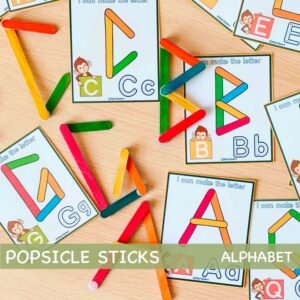ABC Popsicle Sticks Alphabet Activity Game for Toddlers Montessori Printable Activities Preschool Printables for Kids Homeschool Resources