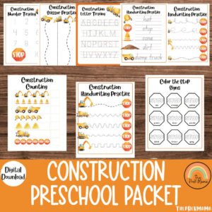 Construction Preschool Packet, Preschool Worksheets, Preschool Printable, Kindergarten, Homeschool, Toddler Printable, Educational Printable
