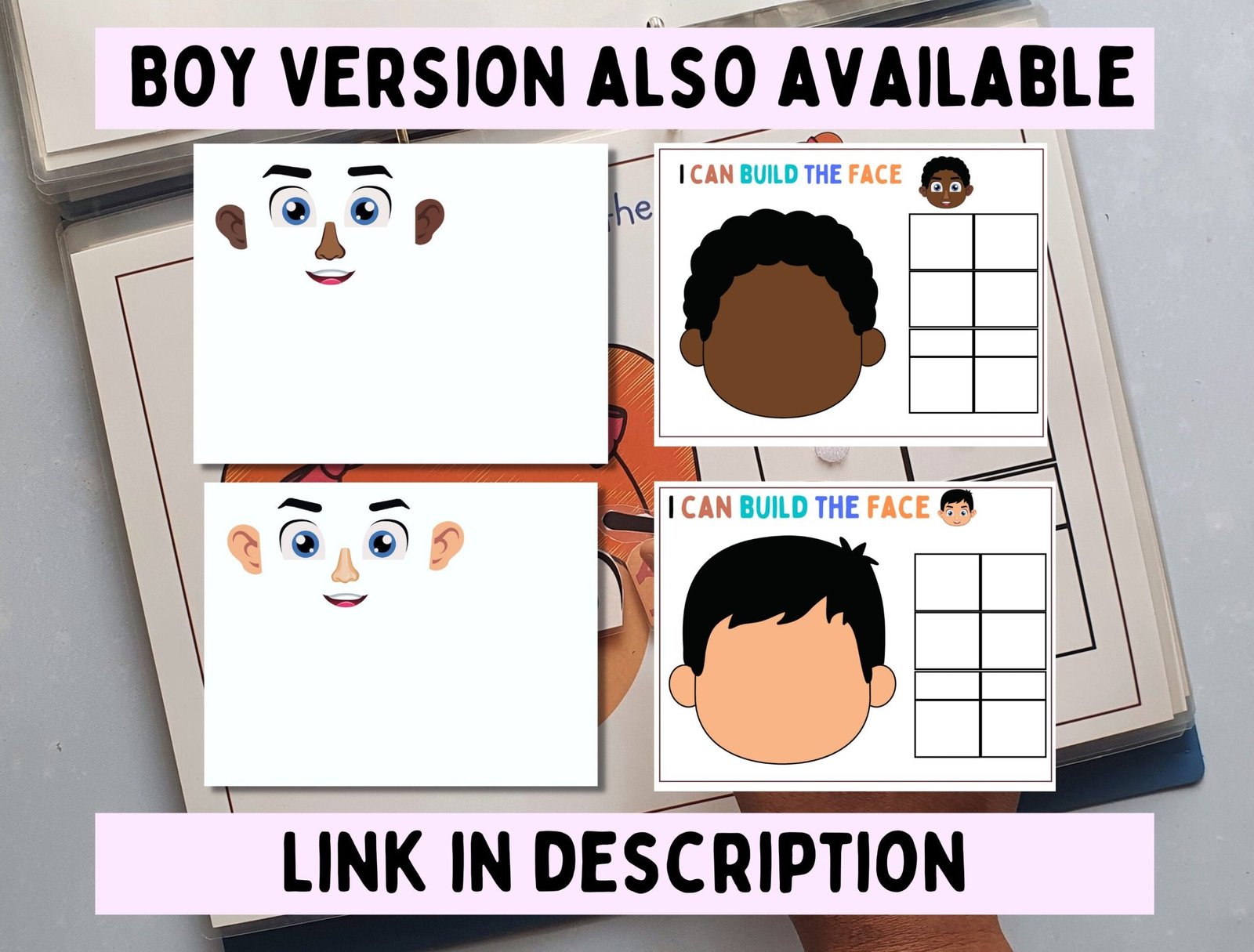 Toddler busy book activity, Preschool curriculum, Parts of the face matching, Body parts, Montessori activities,Preschool Worksheets Toddler - Image 3