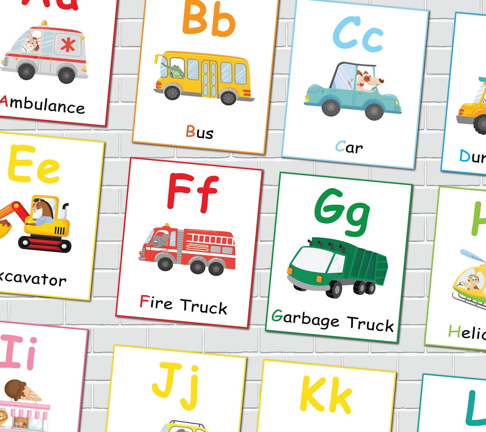 Alphabet Flashcards, Transportation Theme, ABC Printable Flash Cards, Homeschool Curriculum, Preschool Learning. - Image 6
