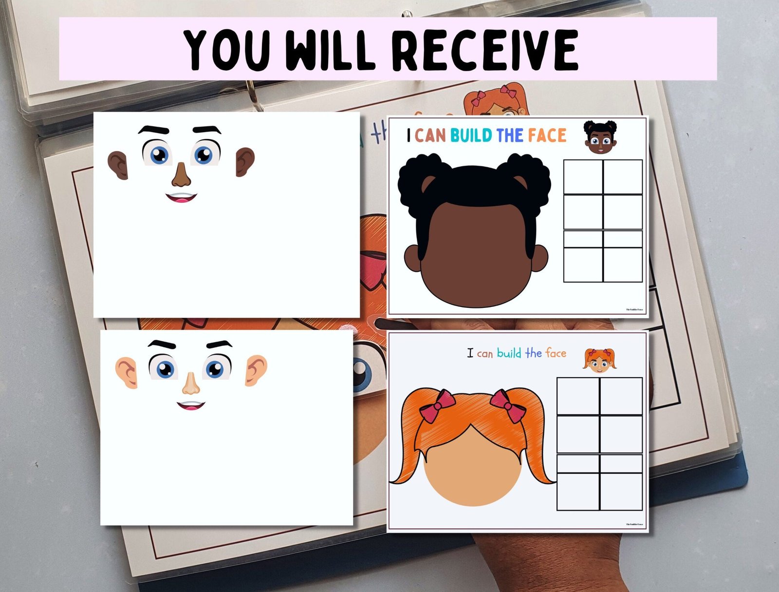 Toddler busy book activity, Preschool curriculum, Parts of the face matching, Body parts, Montessori activities,Preschool Worksheets Toddler - Image 2